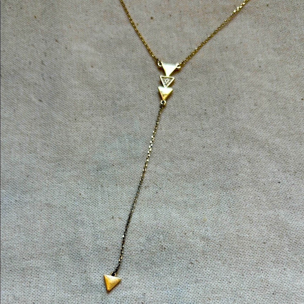 Gold Bar BaubleBar Y-Shape Lariat Necklace Triangle Pave Crystal Arrow Pendant